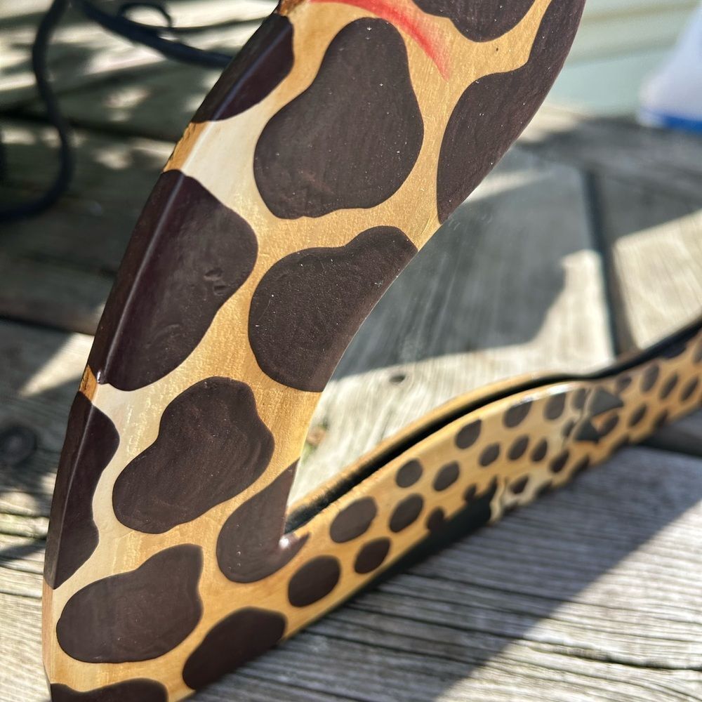Vintage 90s Giraffe Shaped Wooden Decor Mirror Wall Hanging - Picture 10 of 16